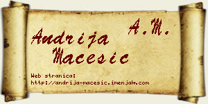 Andrija Maćešić vizit kartica